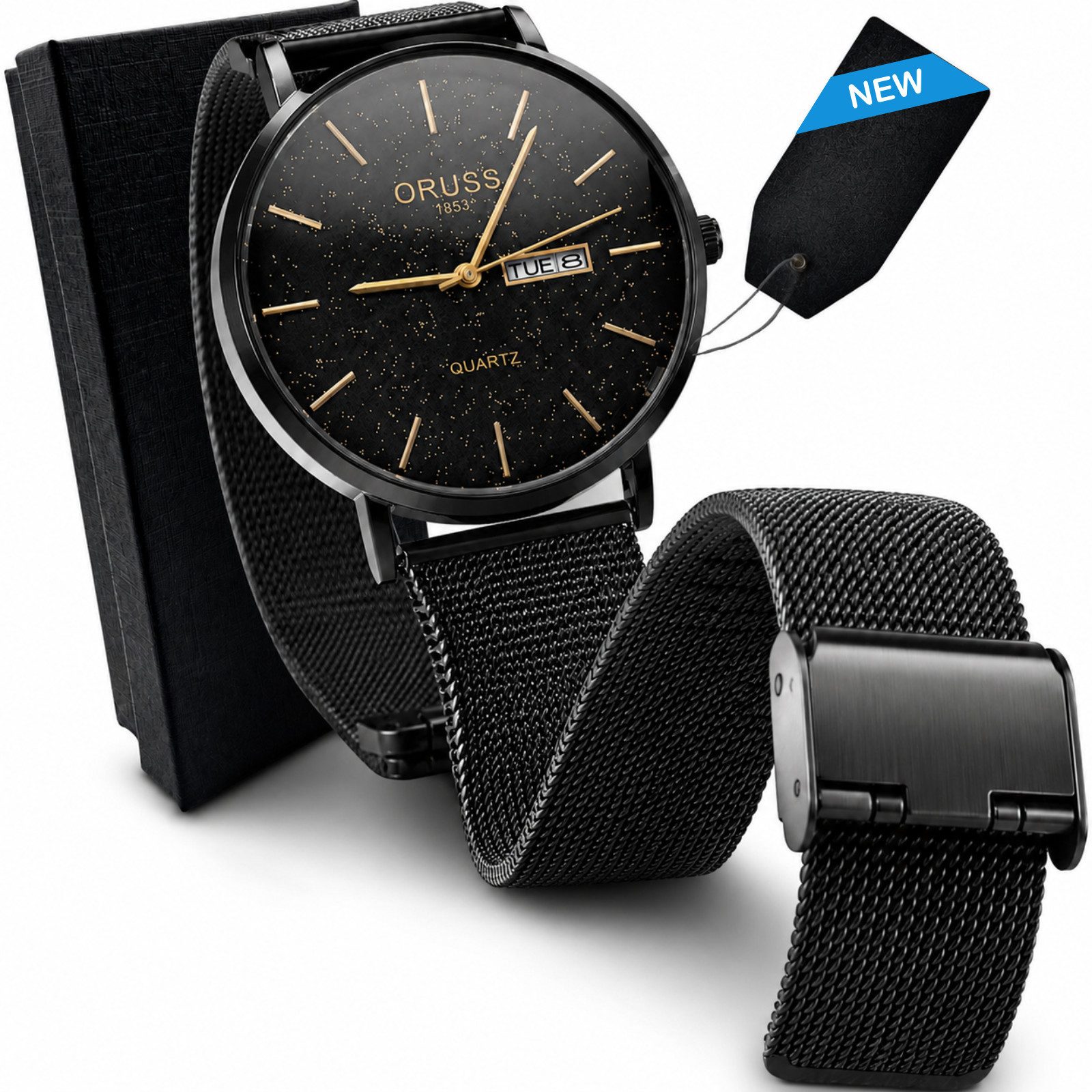 Quarzuhr Herrenuhr Uhr Herren Armbanduhr Quarzuhr Uhr Mesh Armband Edelstahl Sternenhimmel