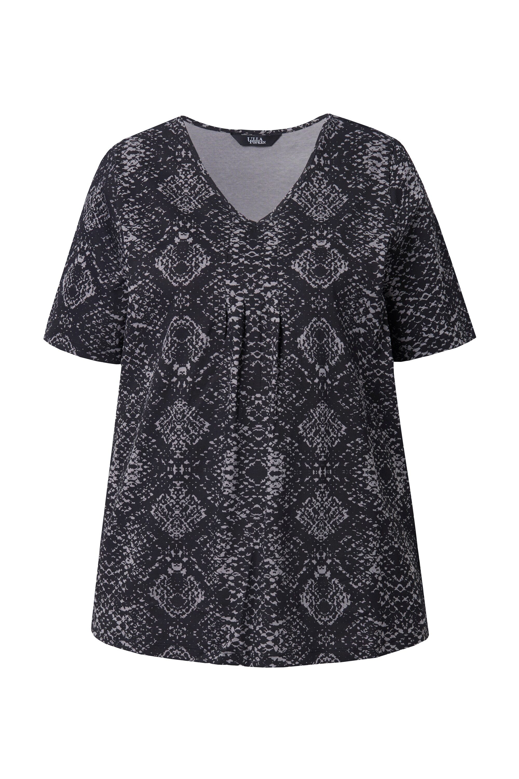 Ulla Popken T-Shirt T-Shirt Schlangenmuster Biesen V-Ausschnitt günstig online kaufen