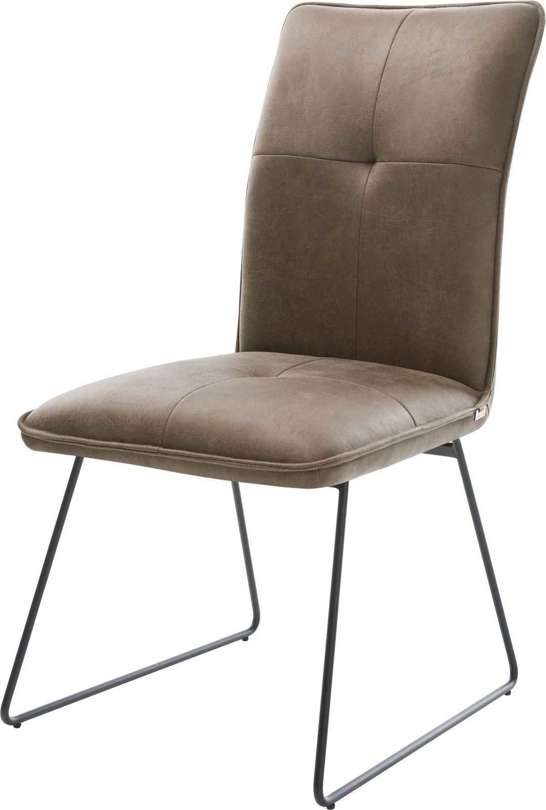 DELIFE Polsterstuhl Maddy-Flex, Kufengestell Schwarz Mikrofaser Taupe Vintage