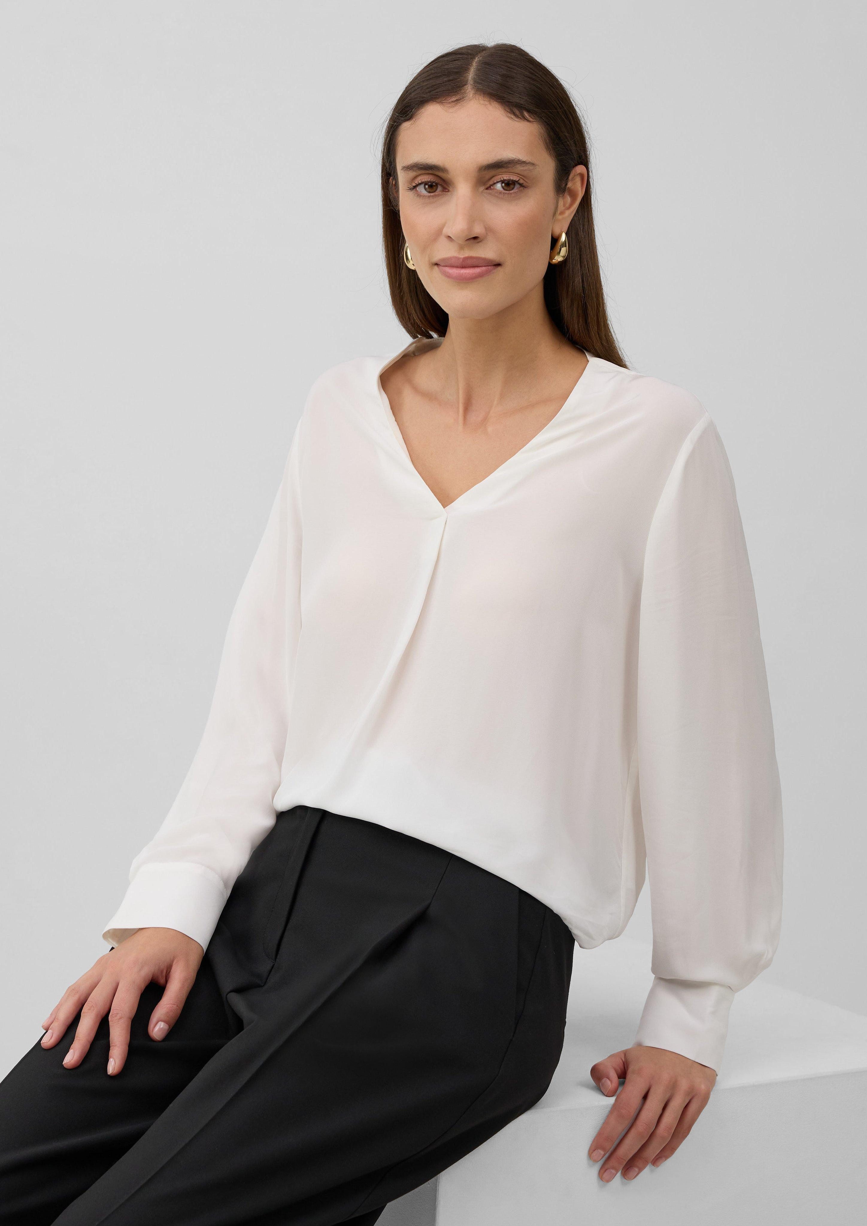 s.Oliver BLACK LABEL Langarmbluse Semitransparente Tunika-Bluse günstig online kaufen