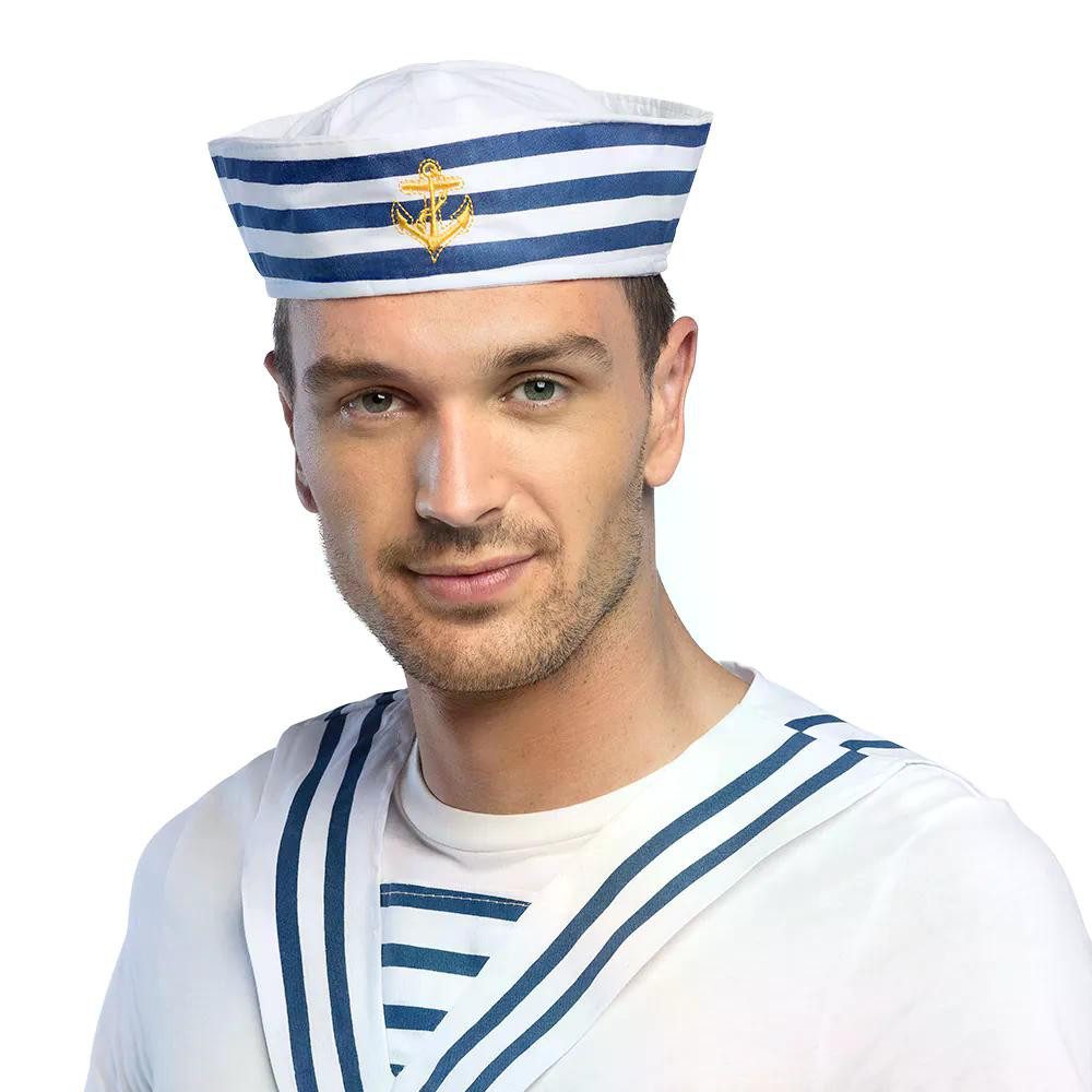 Boland Kostüm Mütze Navy Sailor Matrosenmütze mit Anker für Seemann Marine-Kostüm, Kombinierbar mit Matrosen- und Seemannskostümen