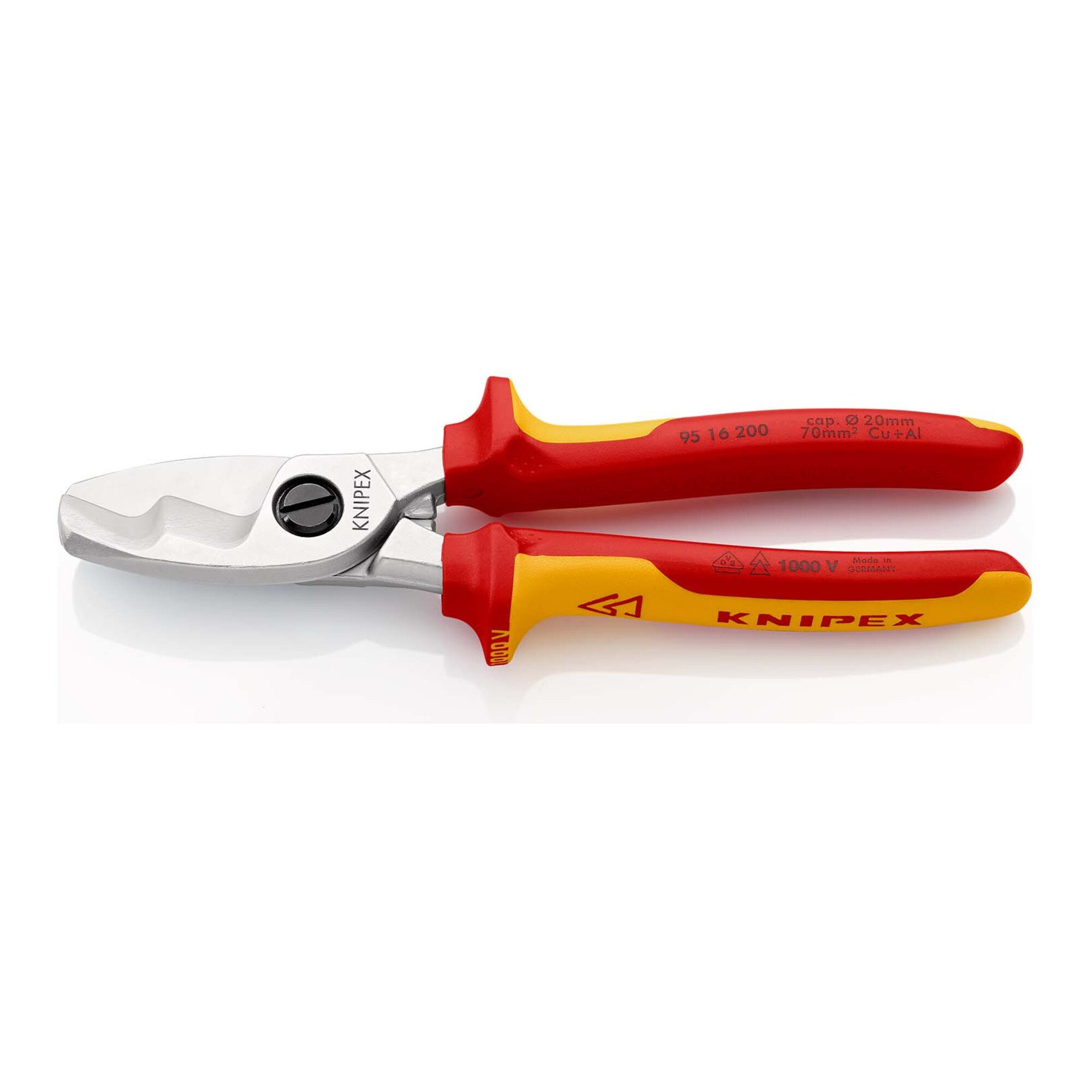 Knipex Kabelschere KNIPEX 95 16 200 Kabelschere mit Doppelschneide isoliert mit
