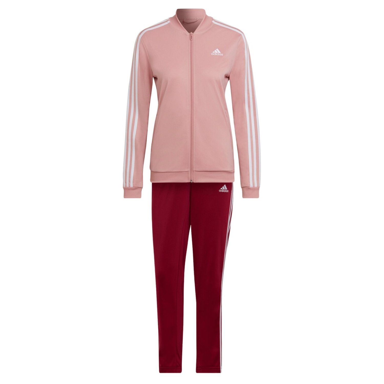 adidas Sportswear Trainingsanzug 3 Streifen DamenTrainingsanzug  rosa/rot/weiß