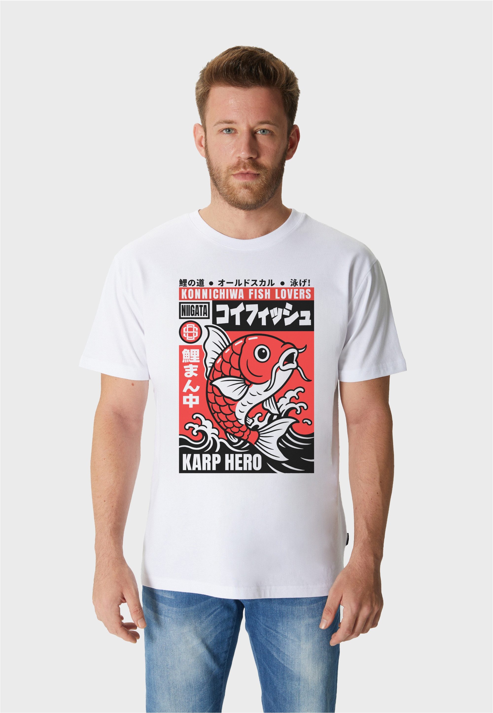 Oldskull T-Shirt Asian Koi Karp Lover Graphic mit großem Motivdruck