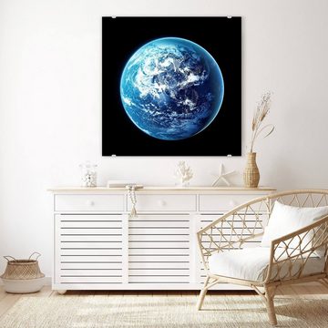 Primedeco Glasbild Wandbild Quadratisch Planet Erde mit Aufhängung, Weltall