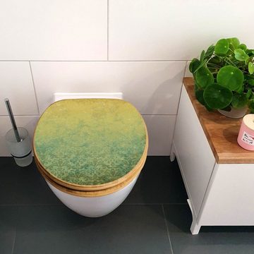 banjado WC-Sitz Bambus Motiv Vintage Messing (umweltfreundliches Material, Edelstahl Scharniere), 44 x 38 x 5 cm