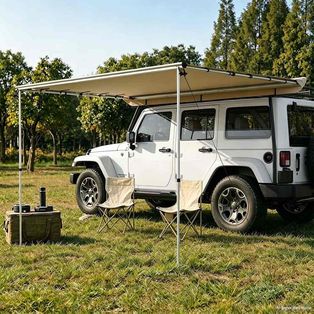 vidaXL Markisenvorzelt Wohnwagen-Markise 2,4x2x2,15 m Beige, (1 tlg)