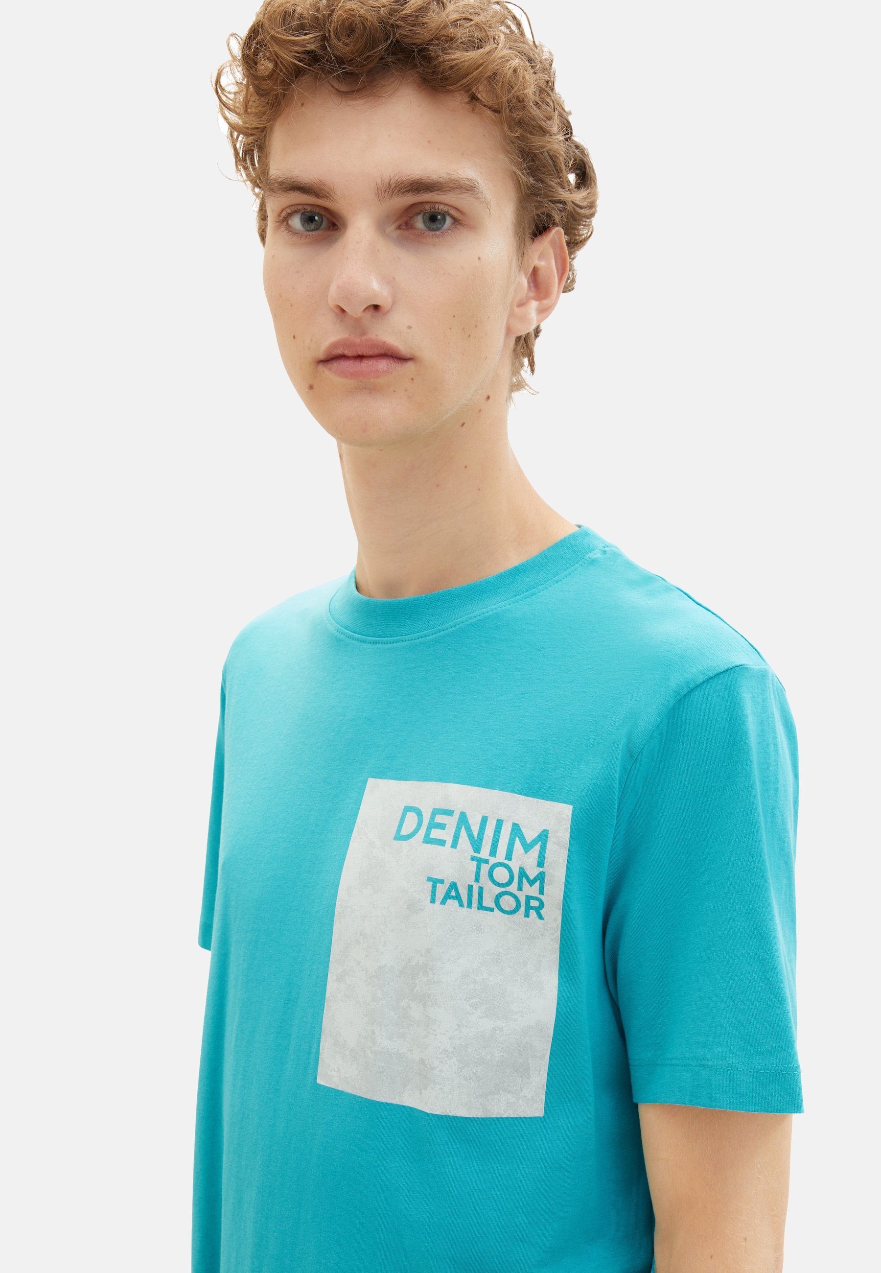 T-Shirt TOM türkis Kurzarmshirt (1-tlg) T-Shirt TAILOR