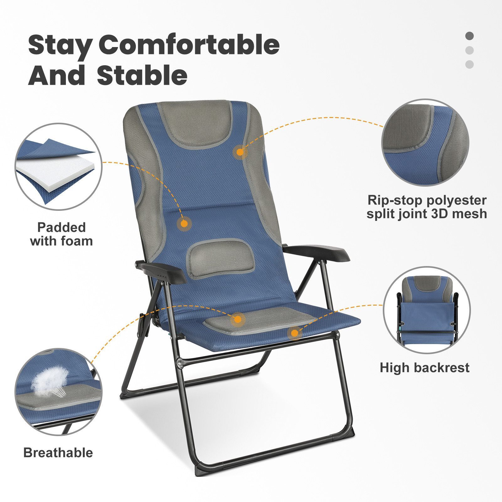 HOMECALL Gartenstuhl Hochlehner Campingstuhl Klappstühle Gepolstert Faltstu günstig online kaufen