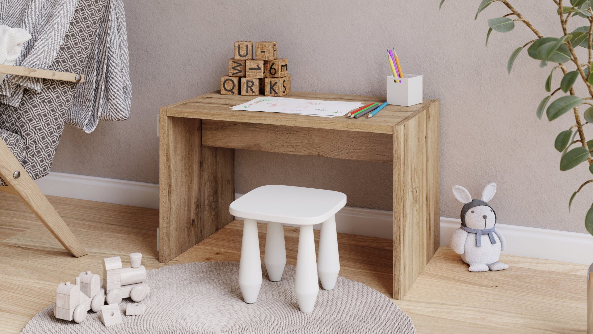 Design Wotan Eiche Notebooktisch Rollen Tisch mit Beistelltisch Beistelltisch Ecktisch designimpex Hugo