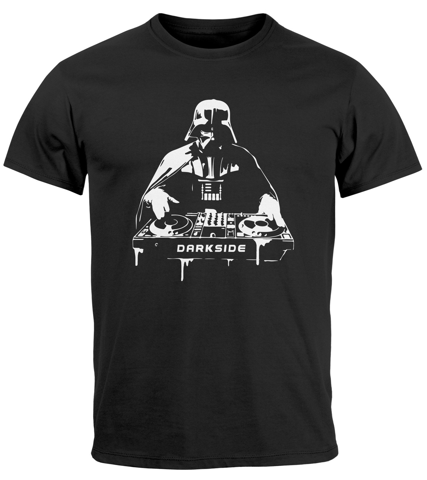 Neverless Print-Shirt Herren T-Shirt Techno DJ Parodie Printshirt Aufschrift Darkside mit Print
