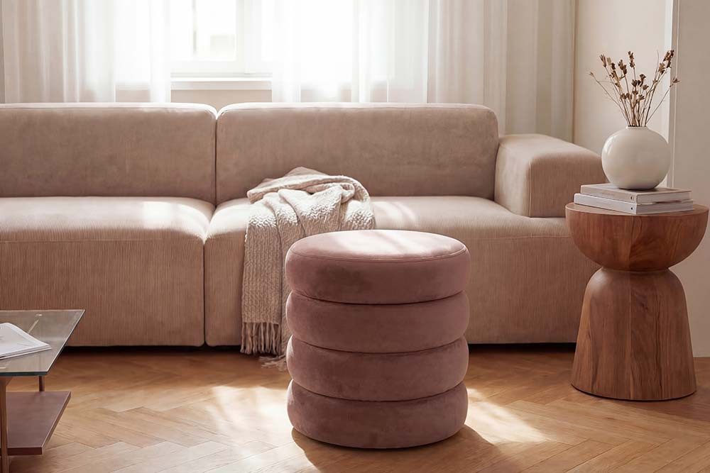 riess-ambiente Polsterhocker VOGUE 40cm rosa - Samt, mit Stauraum, gepolstert, rund, retro (Einzelartikel, 1 St), Eleganter Sitzhocker - ideal f. Ankleide, Flur – Bild 4 von 5