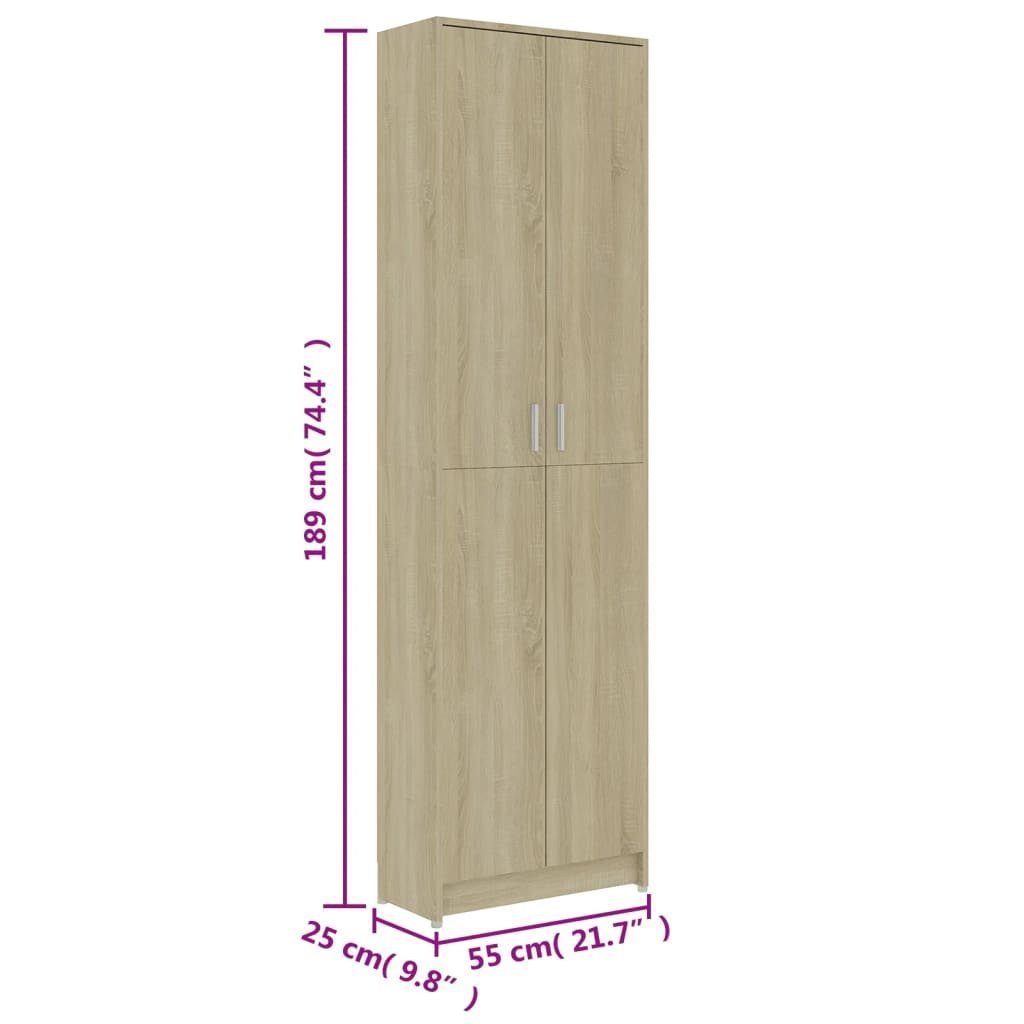 Holzwerkstoff 55x25x189 cm Garderobenschrank Kleiderschrank furnicato Sonoma-Eiche