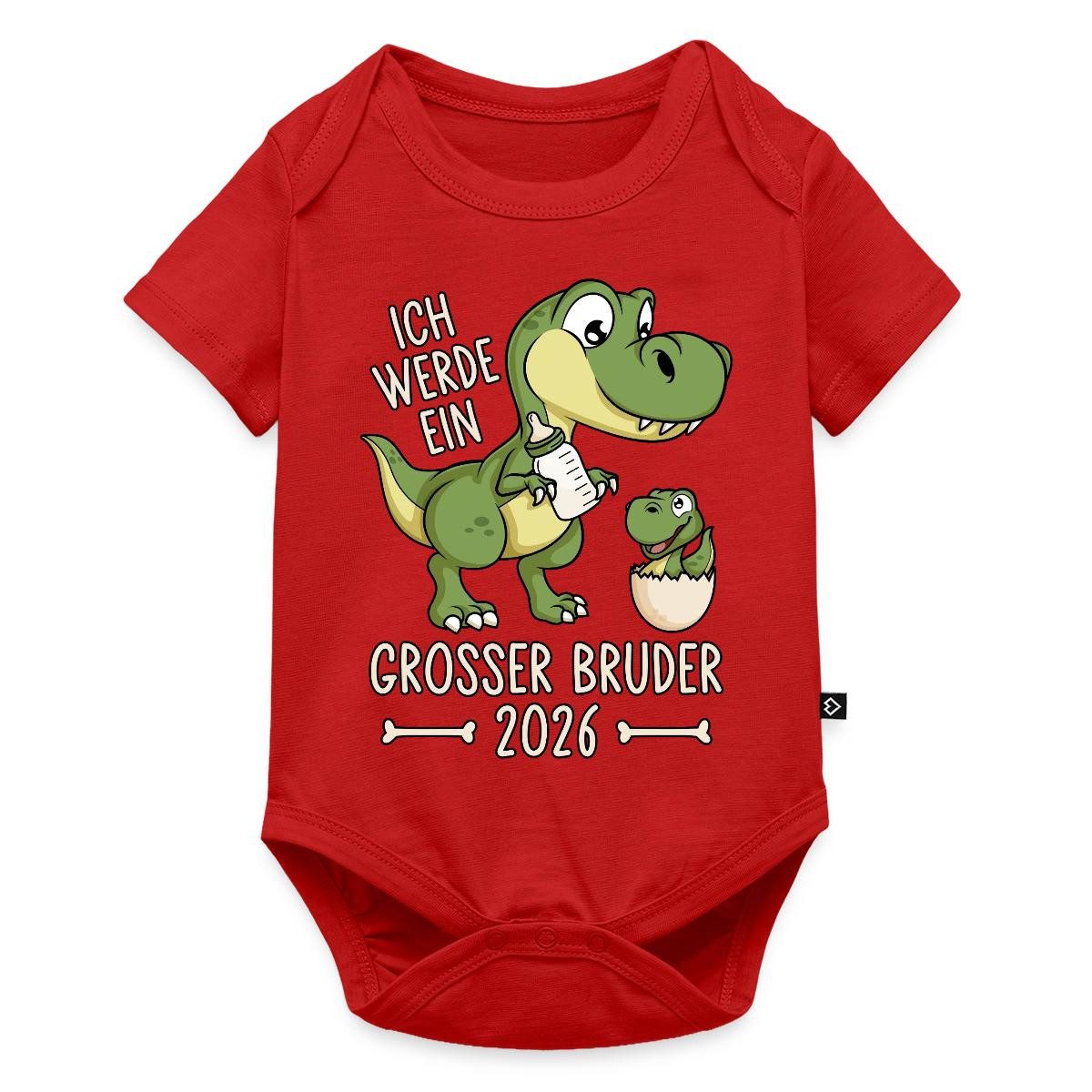Spreadshirt Kurzarmbody Großer Bruder 2026 Ei Baby Dino Dinosaurier Kurzarm Tages Baby Body (1-tlg)