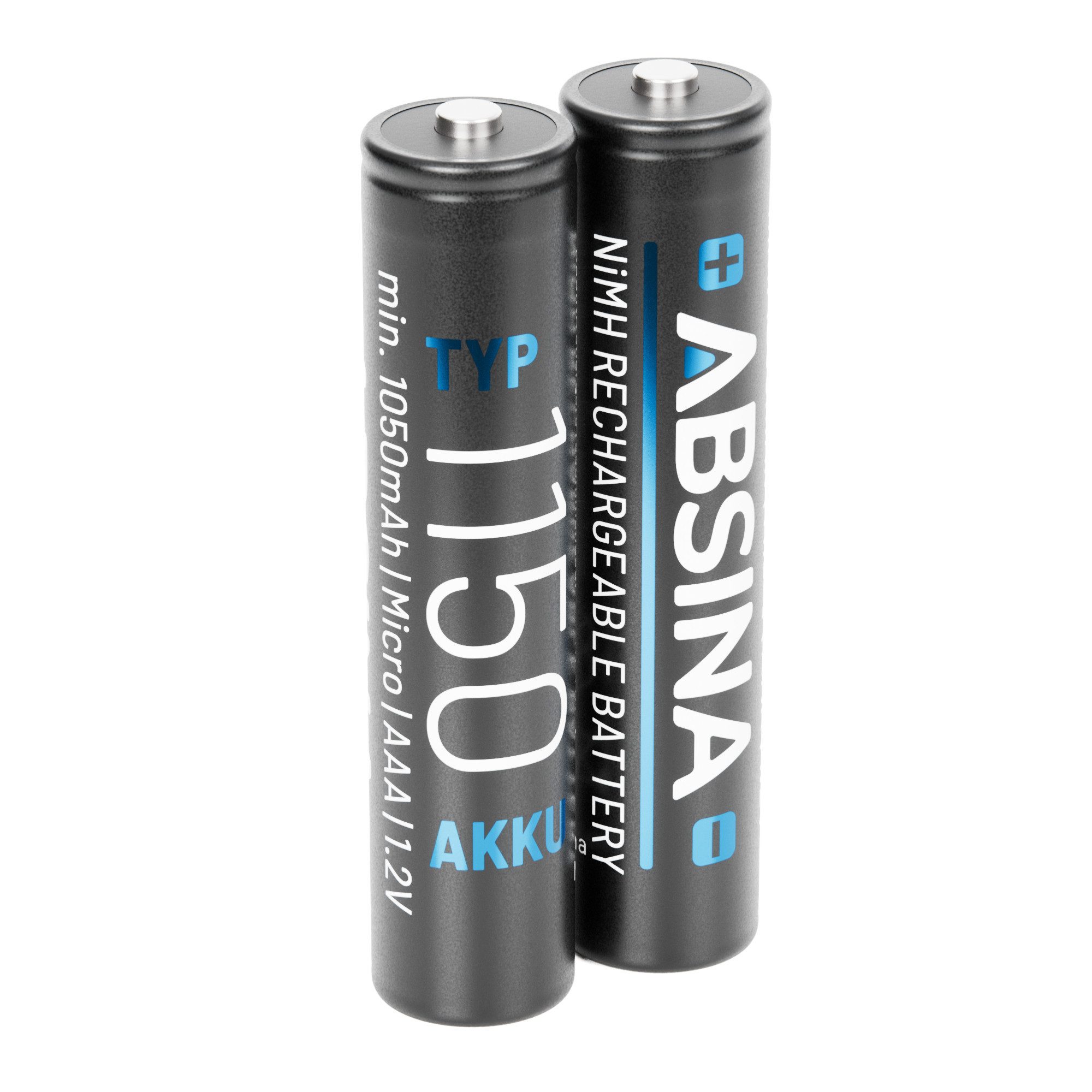 ABSINA Akku AAA 1150 - 2x NiMH min. 1050mAh Akkus Batterien ideal für Telefon Akku 1050 mAh (1,2 V)