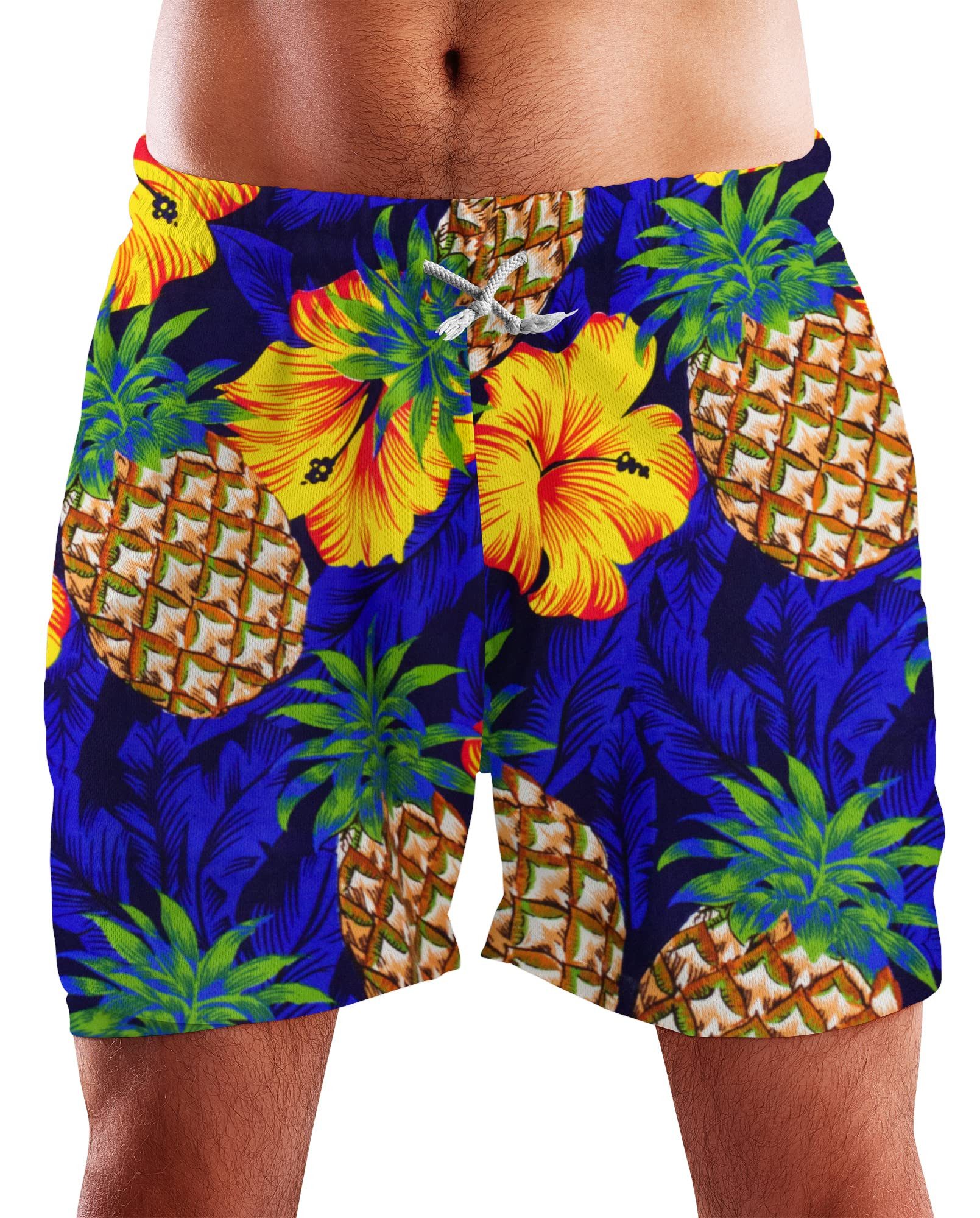 Badeshorts Pineapple Hibiscus Hawaii Bade-Shorts Mesh-Einsatz Kordelzug