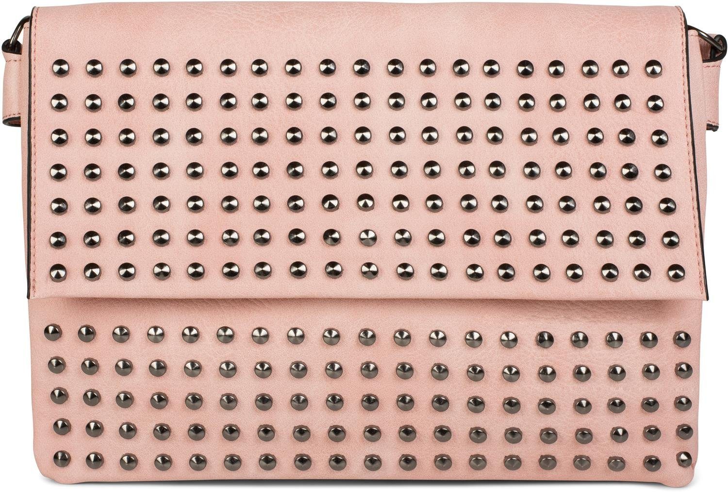 styleBREAKER Clutch (1-tlg), Clutch mit Spitz Nieten Rosa