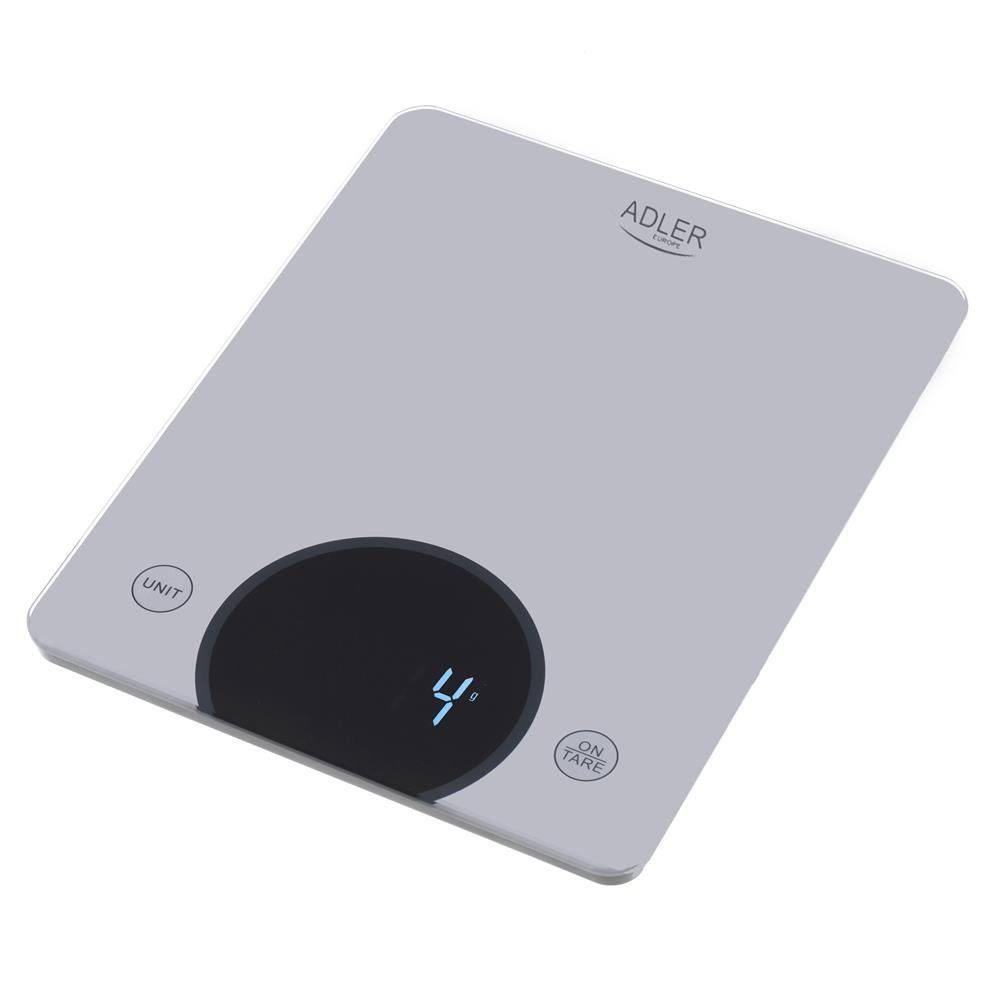 Adler Küchenwaage AD 3173, digital LED Anzeige bis 10 kg silber Haushaltswaage Tara Funktion