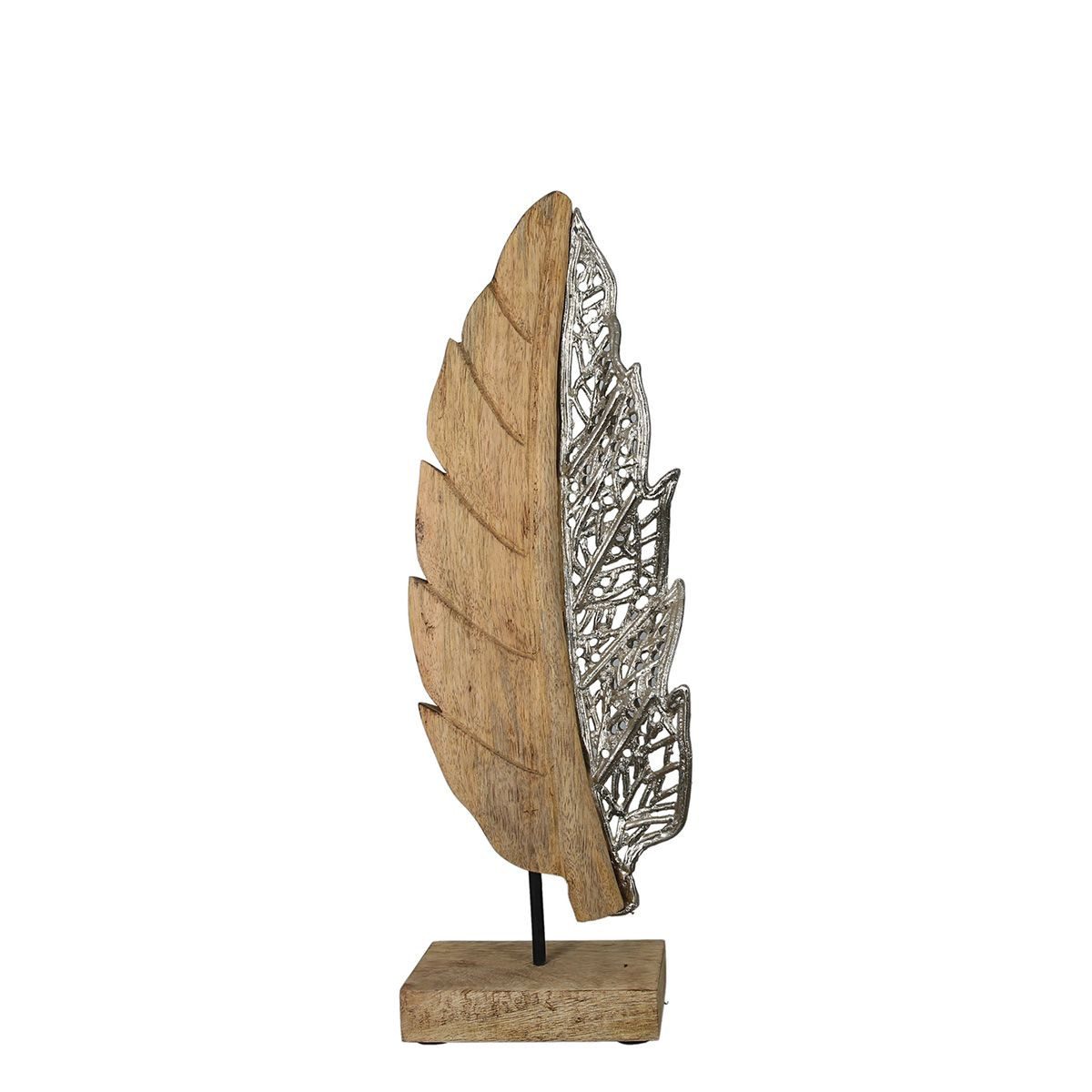 Dekoobjekt Elegante Qualitäts-Echtholz-Skulptur „Jali“ aus Mangoholz und Alu