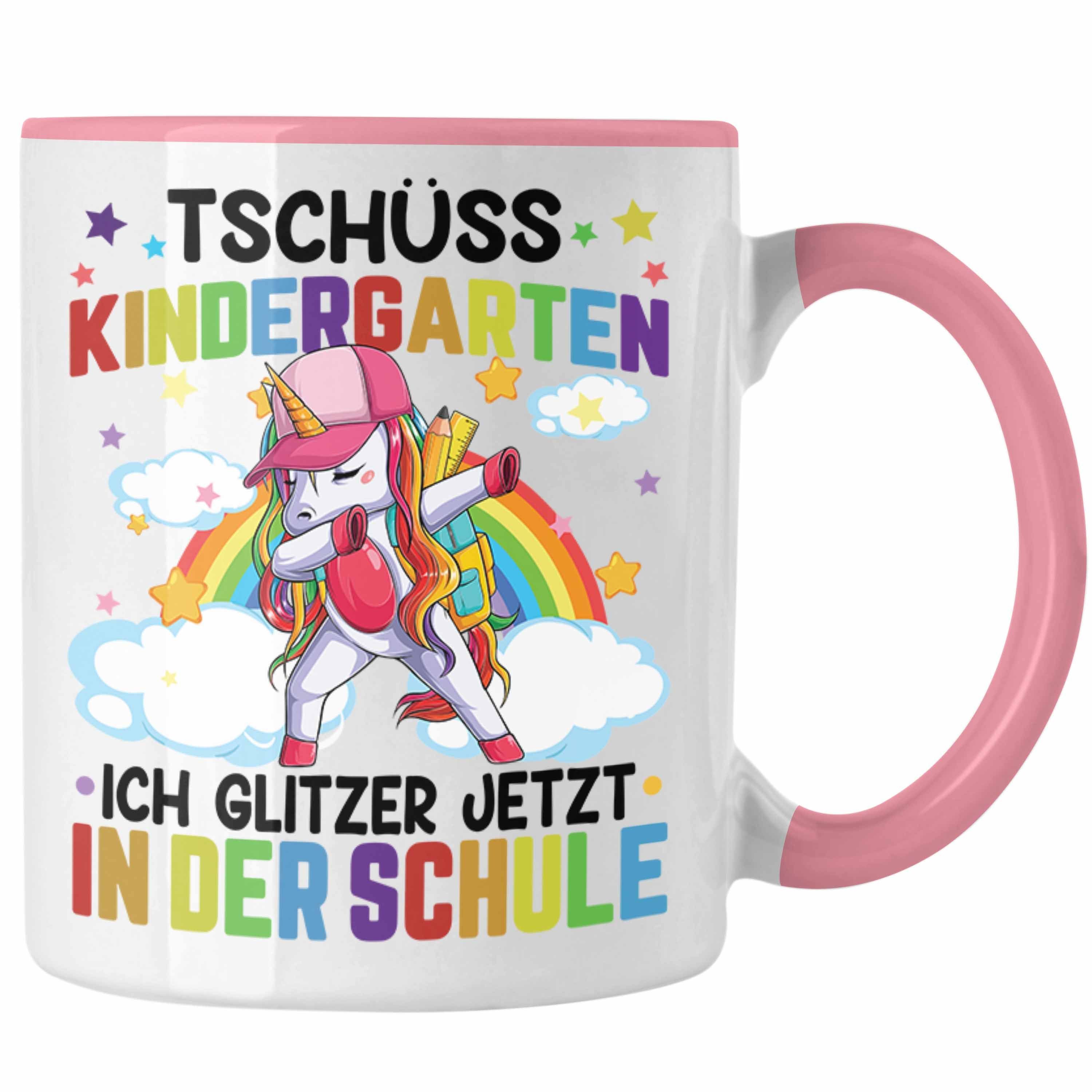 Trendation Grundschule Kinderkarten - Schultag Trendation Glitzer Tasse Der Einschulung Tasse zur Tschüss Rosa In Erster Geschenk Ich