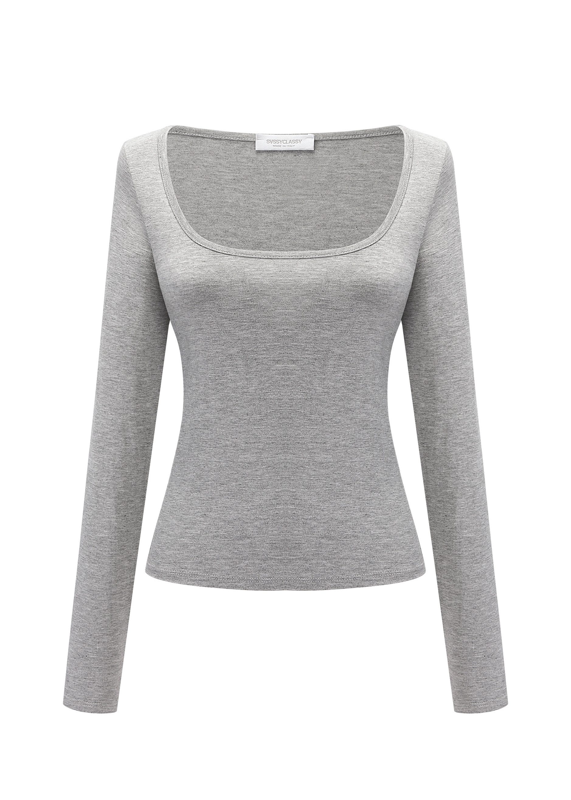 SASSYCLASSY Langarmshirt Langarmshirt Damen mit Ausschnitt Casual Chic Lang günstig online kaufen