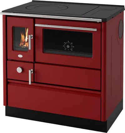 Blaze Festbrennstoffherd Küchenherd Nausica, 8 kW, Dauerbrand, viereckig, 1 Herd, rot