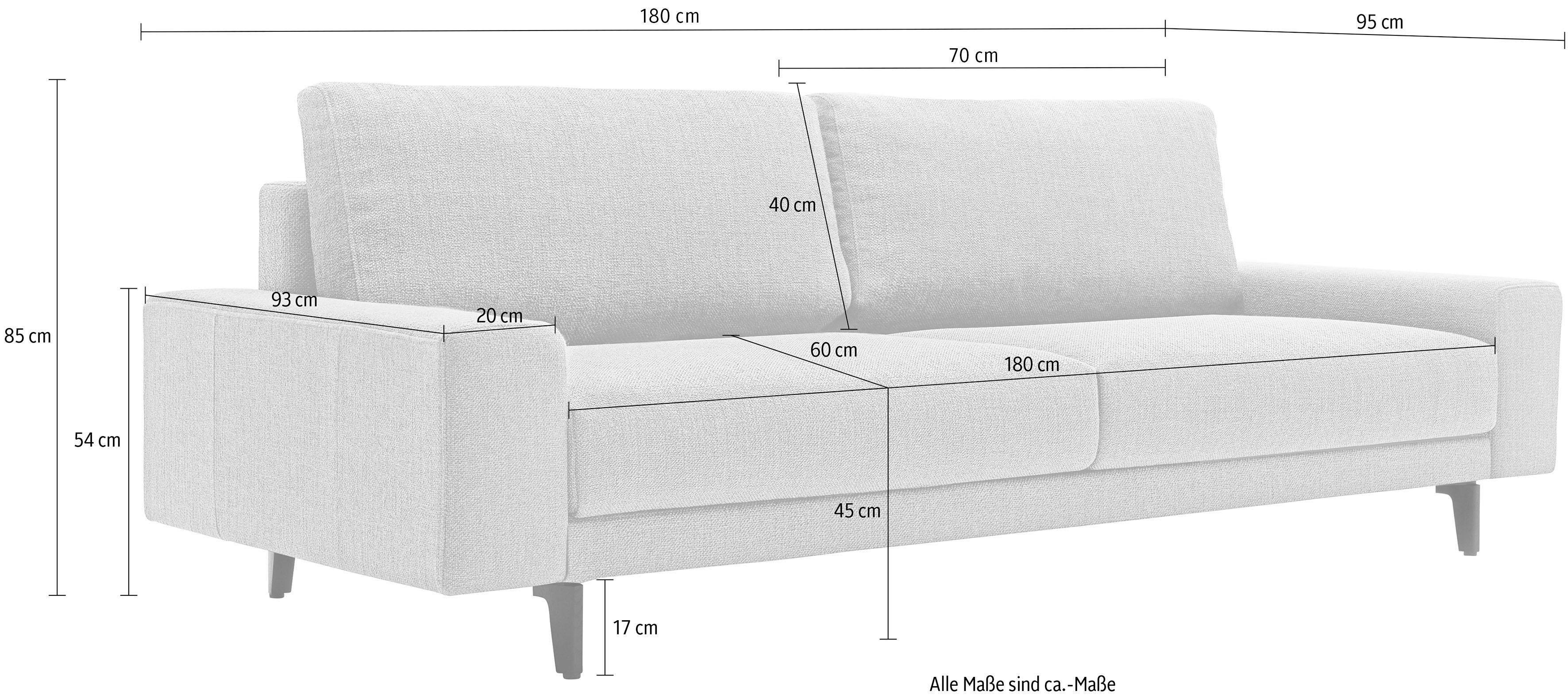 Alugussfüße sofa Breite hülsta cm Armlehne hs.450, 2-Sitzer in breit 180 niedrig, umbragrau,