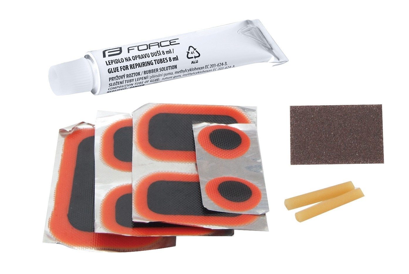 FORCE Fahrradschlauch patching set FORCE 7 plastic box-bigger105x60x20mm