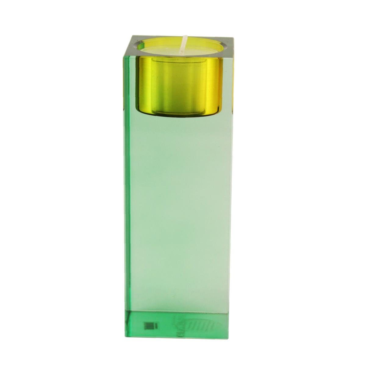 ca. Gift-Company Kristallglas (Stück) Teelichthalter Giftcompany Sari cm 14 H grün/gelb Teelichthalter