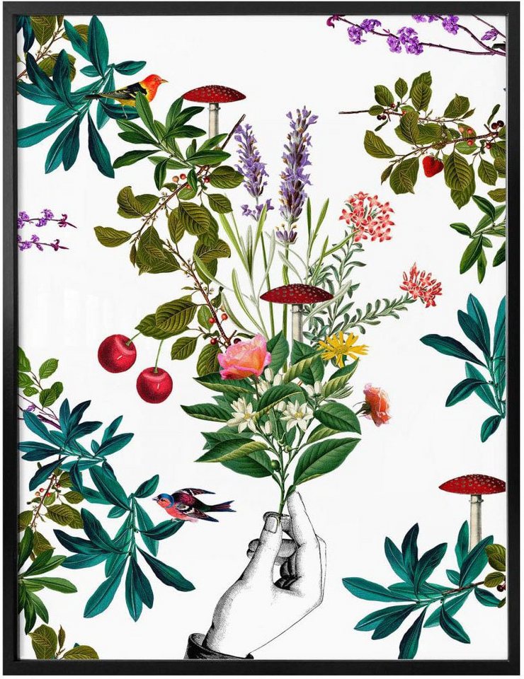 Wall-Art Poster Botanical Weiß, Schriftzug (1 St)