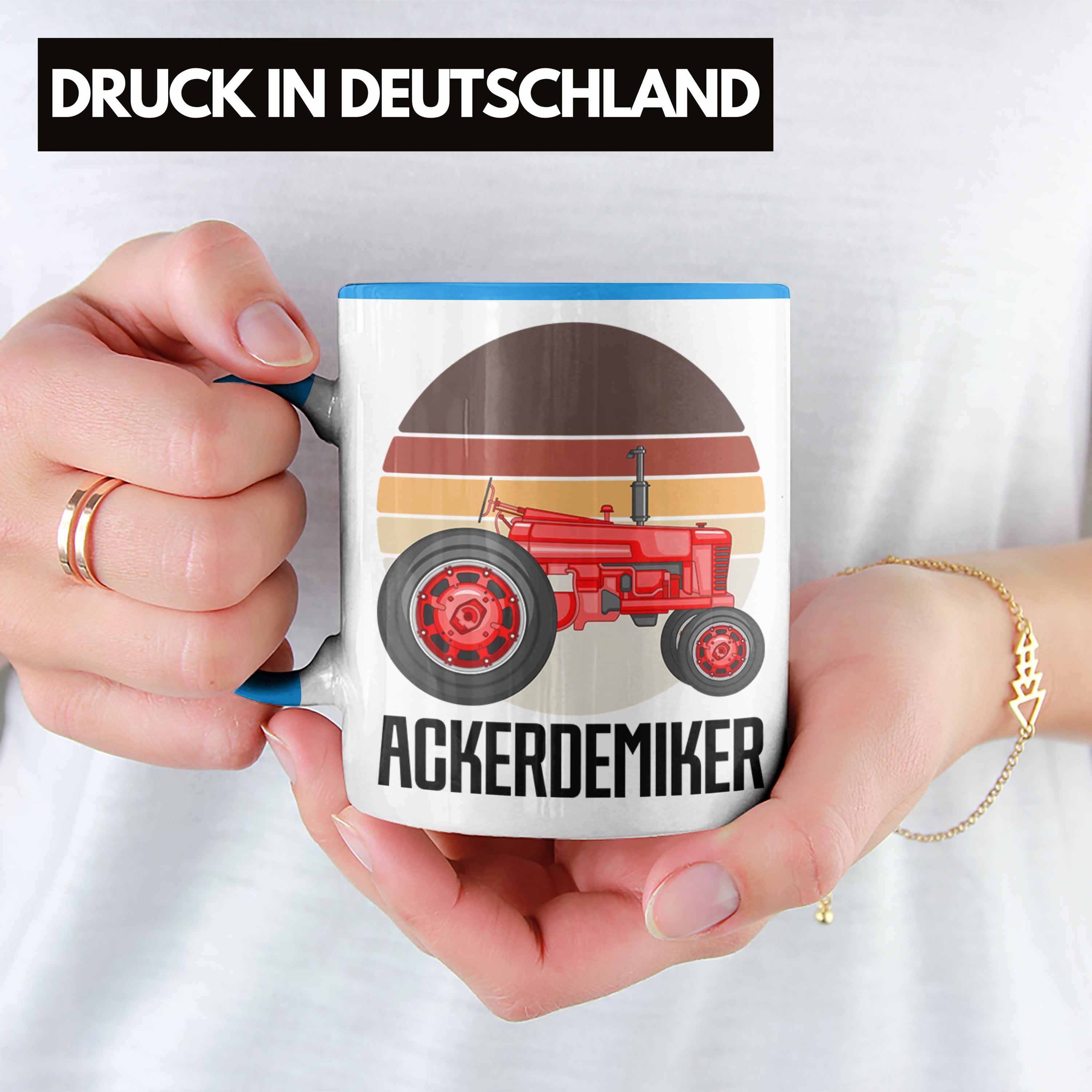 Tasse Tasse Geschenk Landwirt Ackerdemiker Ba für Trendation Geschenkidee Kaffee-Becher Blau