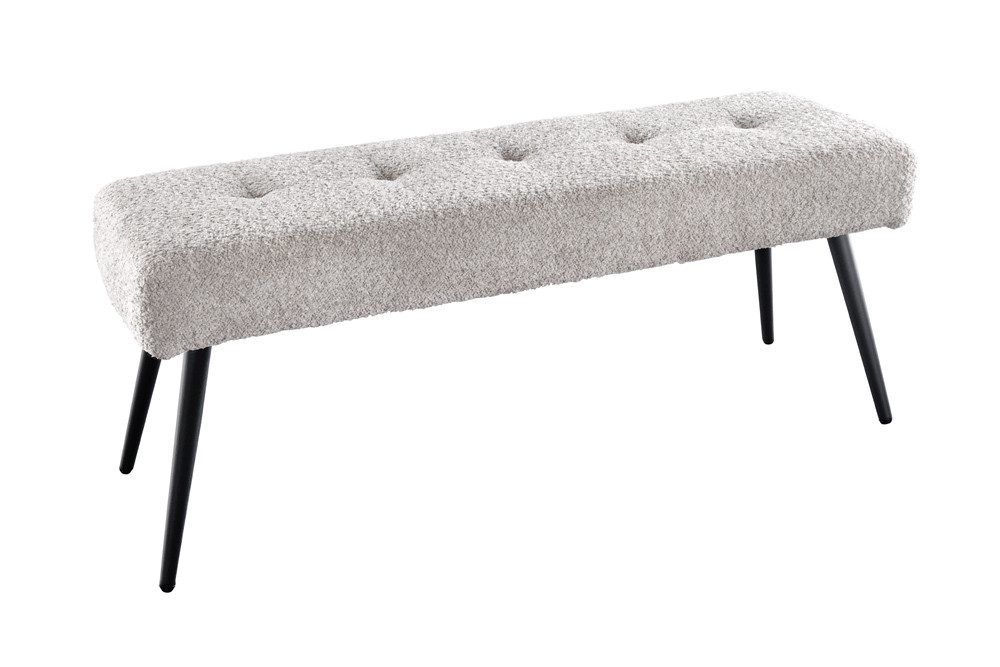 riess-ambiente Sitzbank BOUTIQUE 100cm champagner greige/schwarz – Bouclé-Stoff, Metallbeine (Einzelartikel, 1-St), weicher Teddystoff mit modernem Look – ideal für Flur oder Wohnbereich
