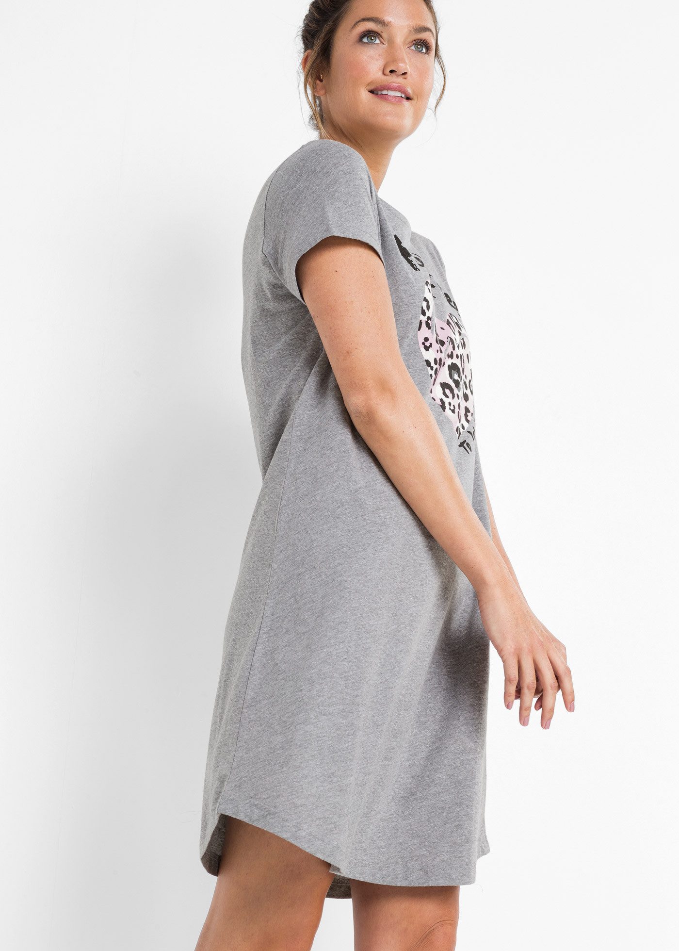 bonprix Nachthemd tolle Baumwollmischung, kurzarm, gerader, leicht ausgestellter Schnitt