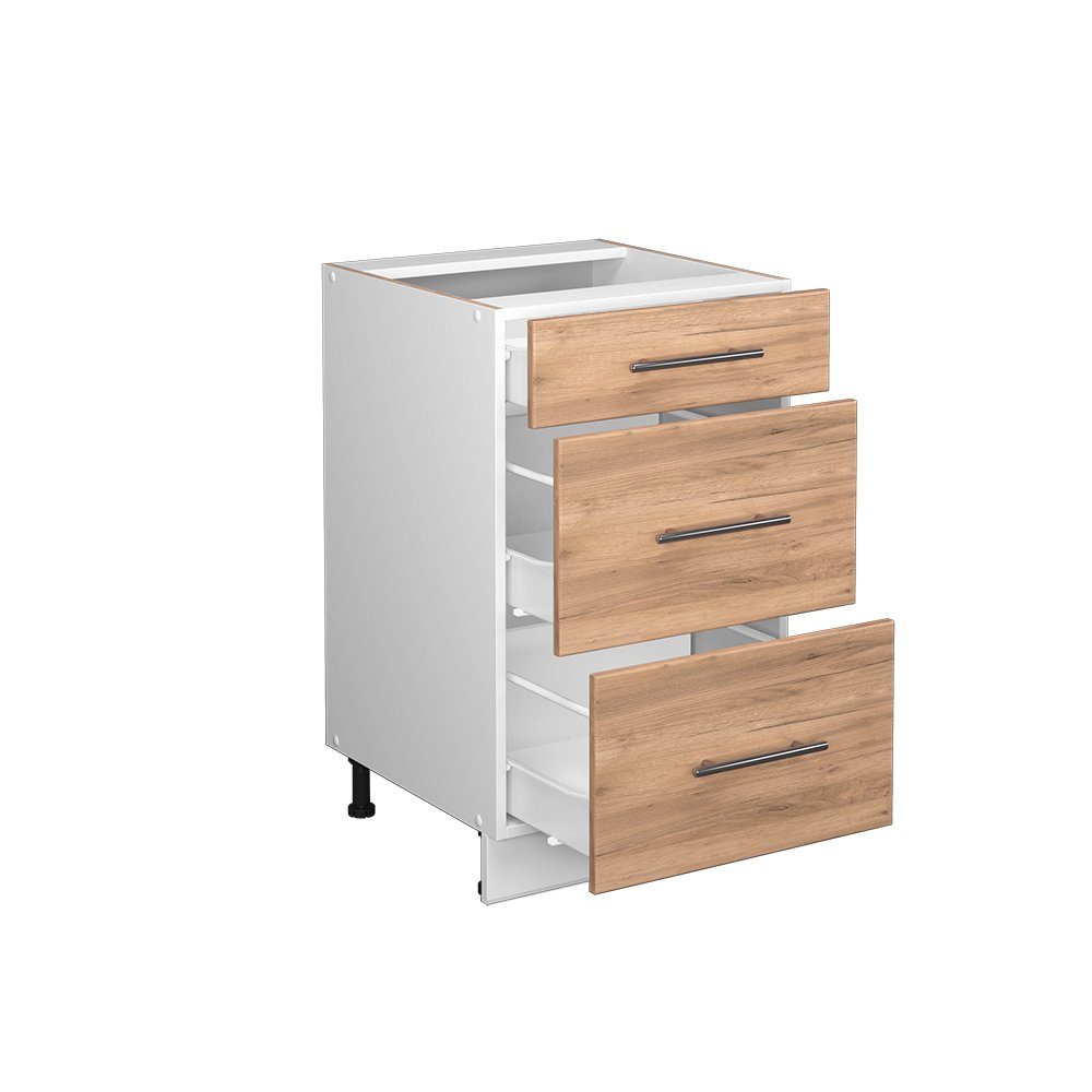 Vicco Unterschrank Fame-Line, Goldkraft Eiche/Weiß, 50 cm ohne Arbeitsplatte (1-St) – Bild 5 von 5