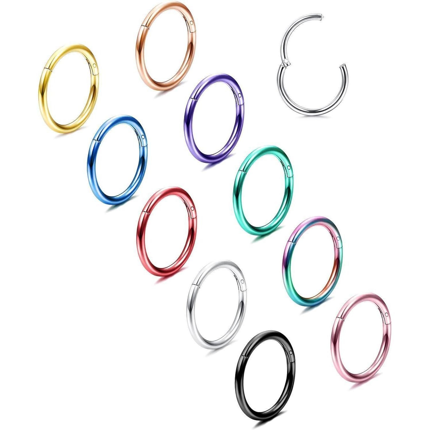 Nasenpiercing-Set 10x Nasenpiercing Septum Helix Piercing Set Edelstahl 1,2mm