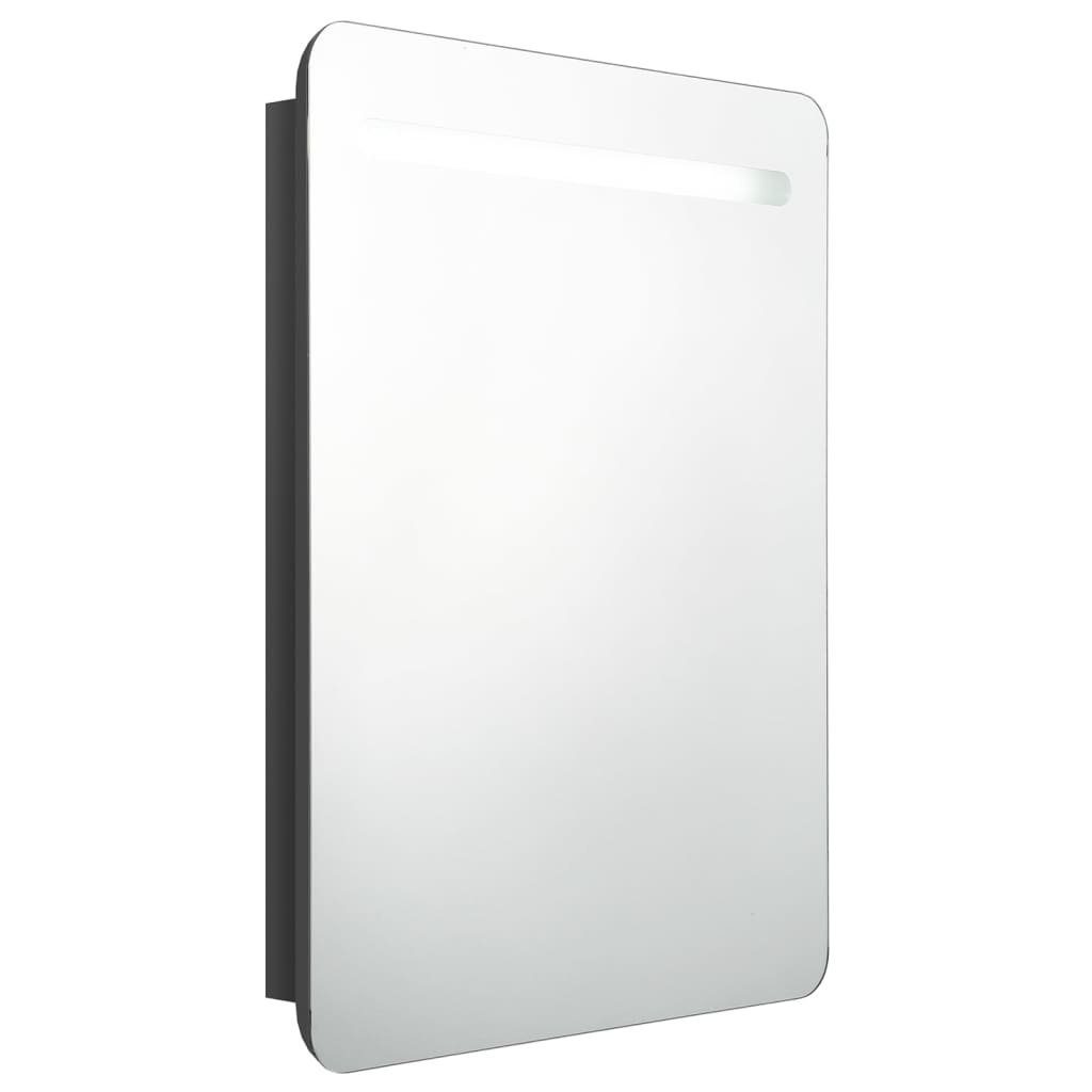 Glänzendes vidaXL 60x11x80 Badezimmerspiegelschrank Schwarz (1-St) LED-Bad-Spiegelschrank cm Hochglanz-Schwarz