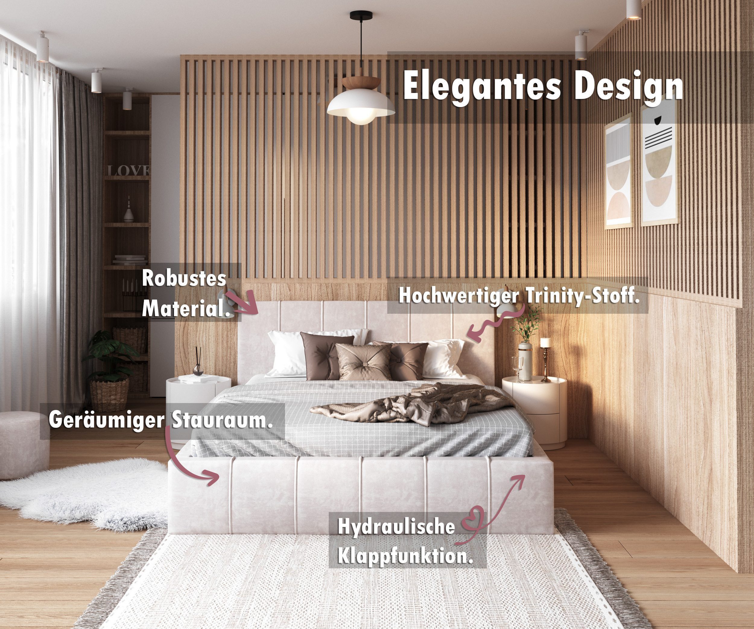 thematys Polsterbett Bett aus Velours Stauraumbett - TOPSELLER - MADE IN EU günstig online kaufen