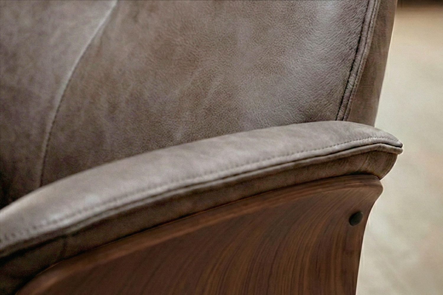 KAWOLA Relaxsessel FERREIRA Lederfaserstoff anthrazit Komfort Drehsessel, 360° drehbar, Relaxfunktion, Kopfstütze, inklusive Fußhocker – Bild 4 von 5