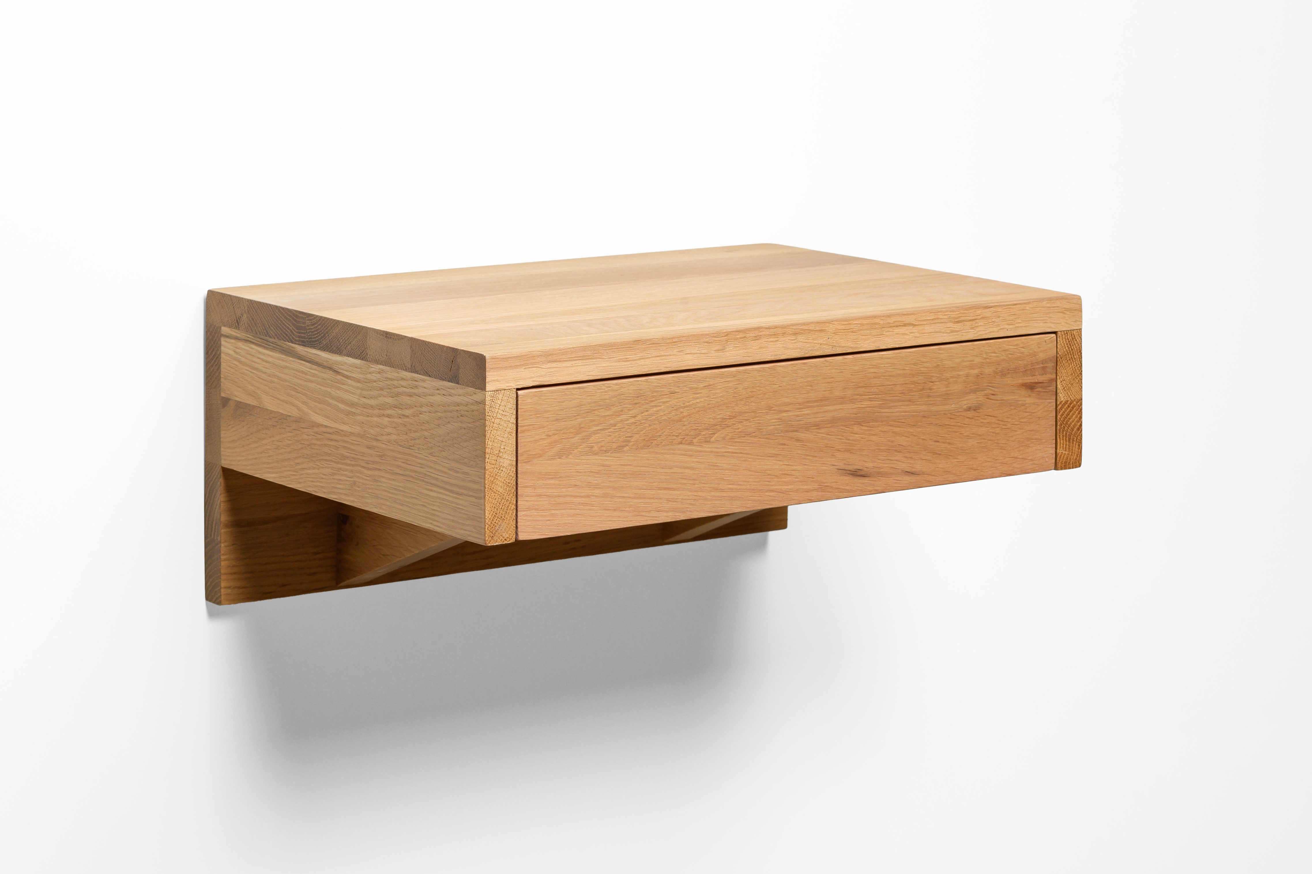Woodek Design Nachttisch BO, kompakter Eichen-Nachttisch, grifflos, schwebend mit Schublade (H 18 x B 40 x T 30 cm, 1-St., funktionales Wandregal), hängende und moderne Nachttischkonsole