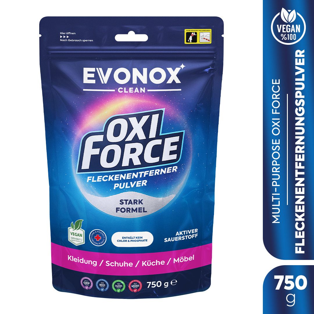 EVONOX Fleckenentferner Pulver-Wirksame Lösung gegen verschiedene Flecke 750g Fleckentferner