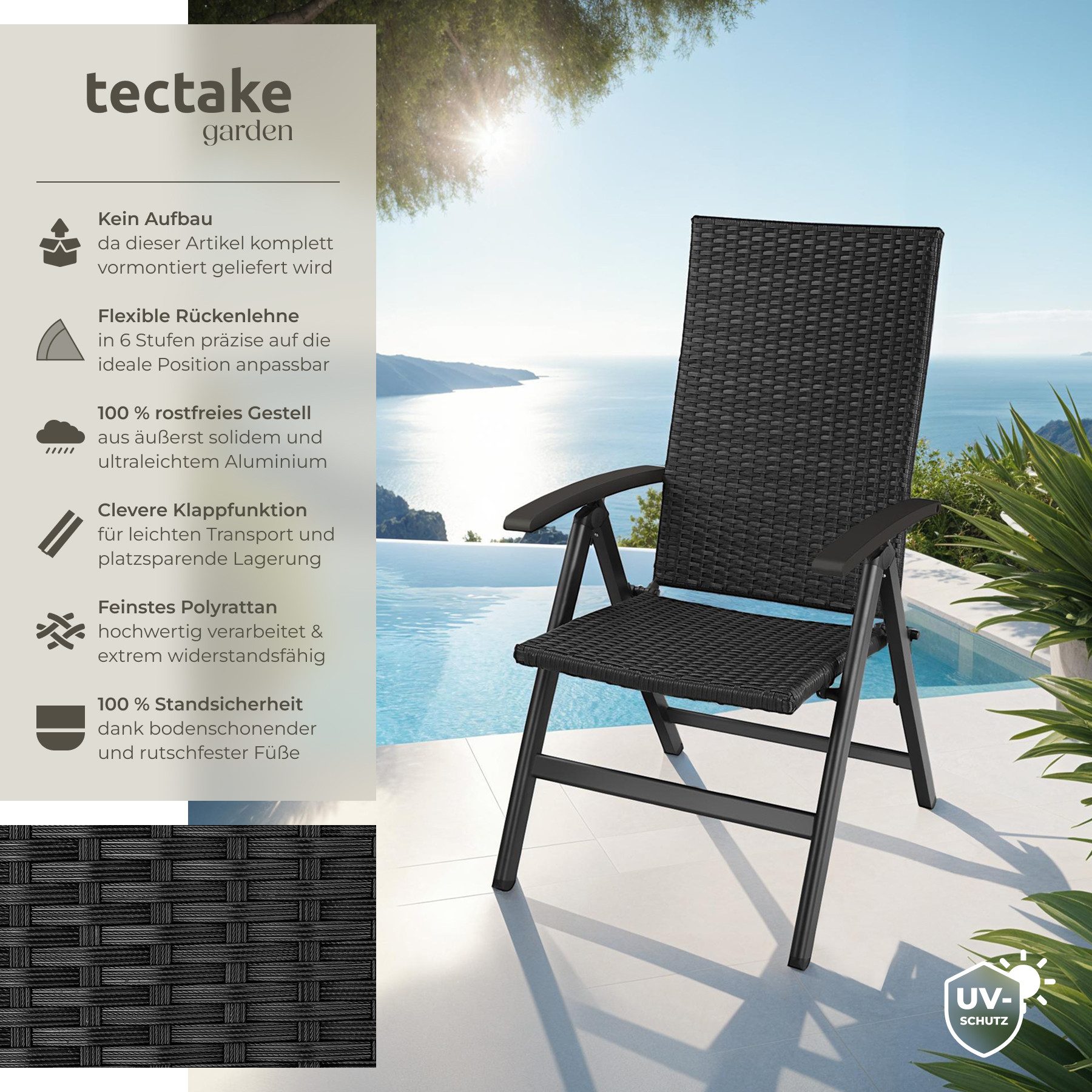tectake Rattanstuhl Canberra (Set, 1 St), günstig online kaufen