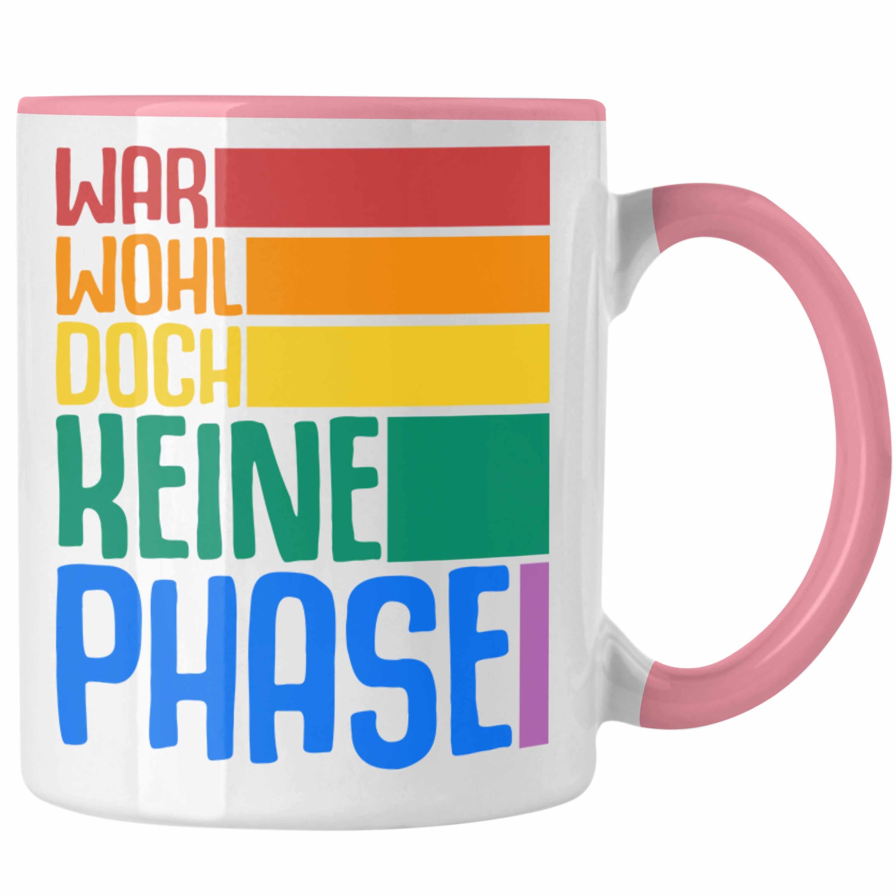 Trendation Tasse Trendation - LGBT Tasse Geschenk für Schwule Lesben Transgender Regenbogen Lustige Grafik Regenbogen War Wohl Doch Keine Phase Rosa