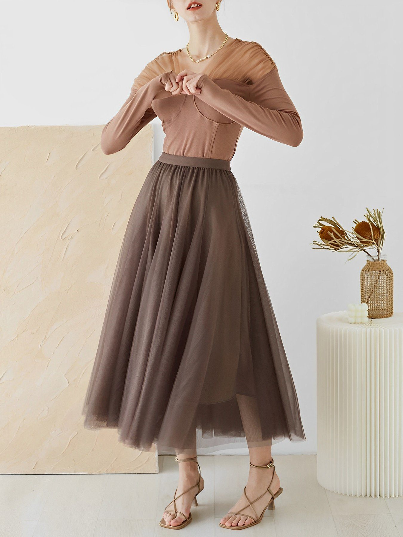 DEBAIJIA Meshrock Meshrock Damen Maxirock Sommer Elegant Lange Röcke Kleid günstig online kaufen