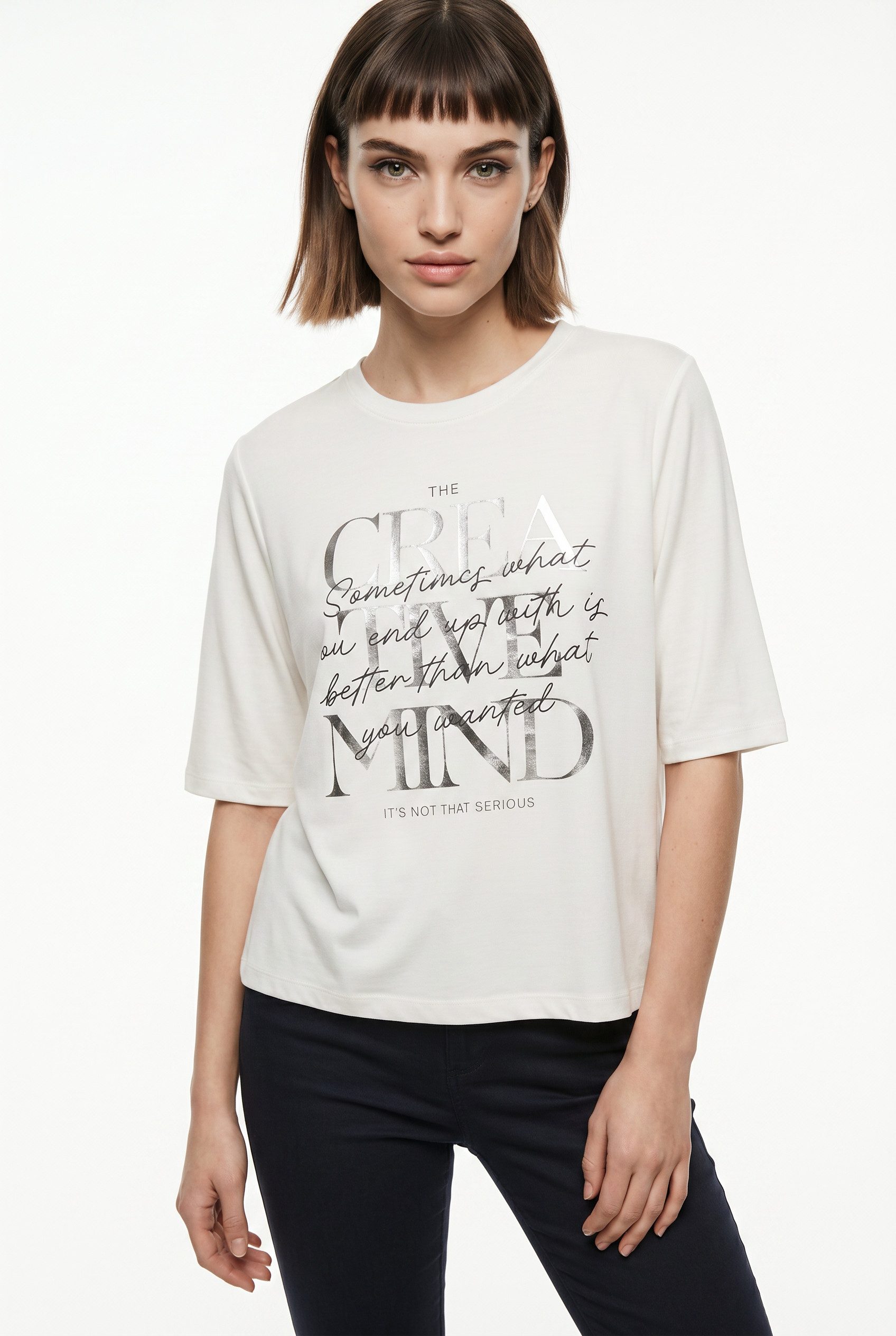 ONLY Kurzarmshirt ONLFREE MAYA S/S PRINT TOP BOX JRS Materialmix, regular fit, Rundhals
