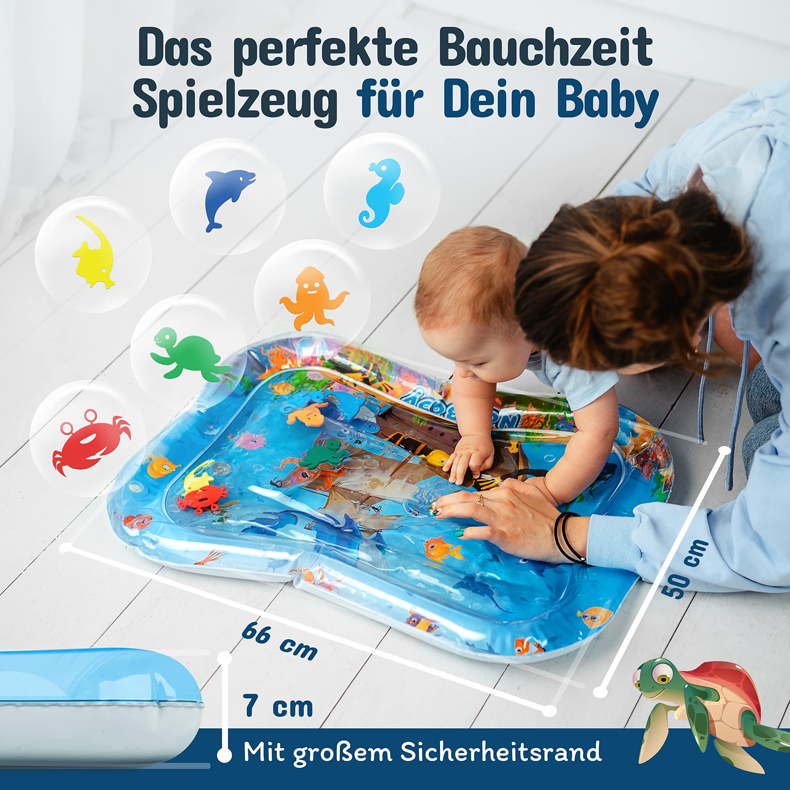NouBaby Spielmatte Wassermatte Baby BPA Frei Groß I Babymatte und Spielzeug günstig online kaufen