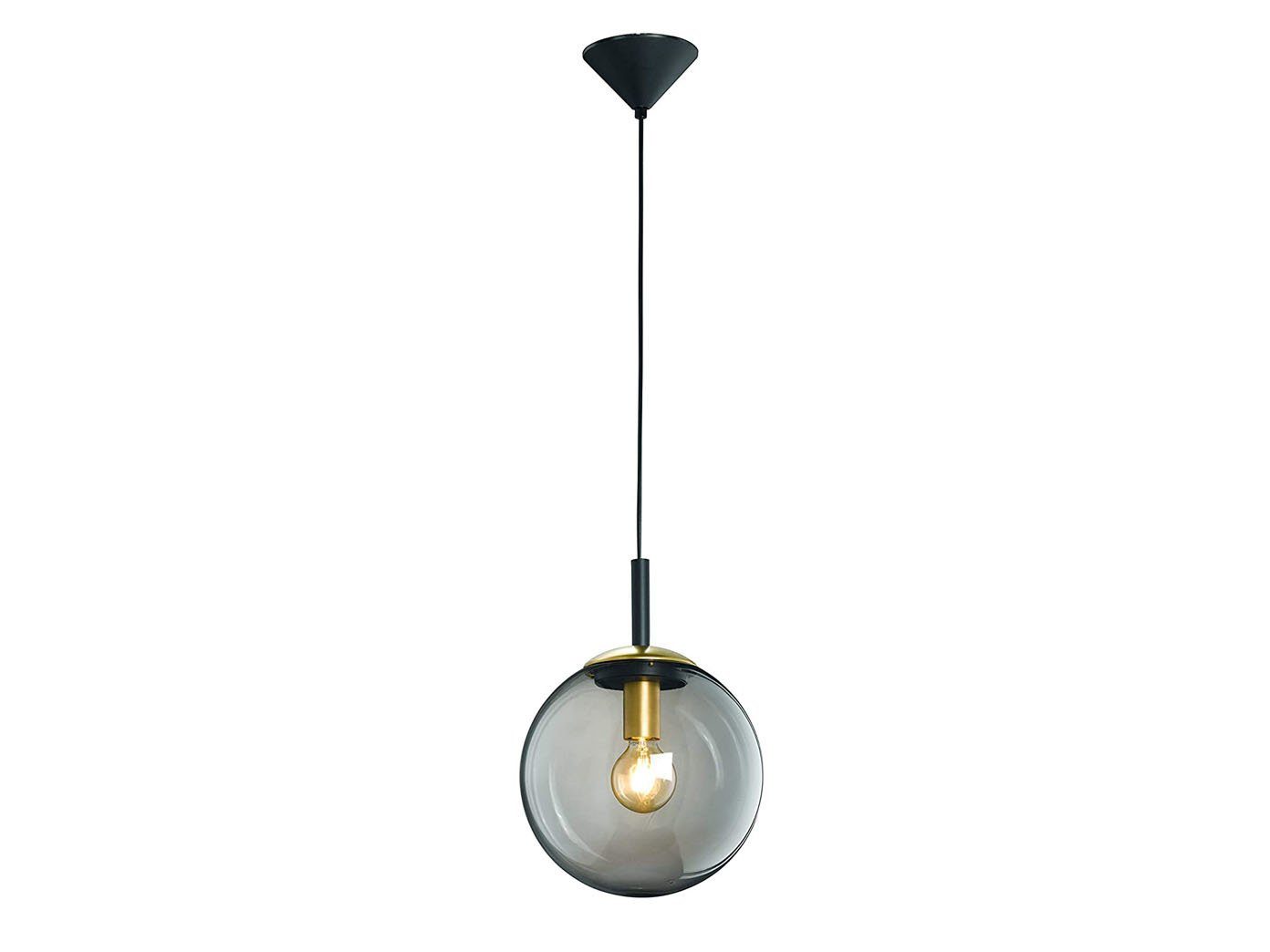 FISCHER & HONSEL LED Pendelleuchte, Dimmfunktion, LED wechselbar, Warmweiß, kleine Design Rauchglas Glas-kugel für über-n Esstisch hängend, Ø 25cm