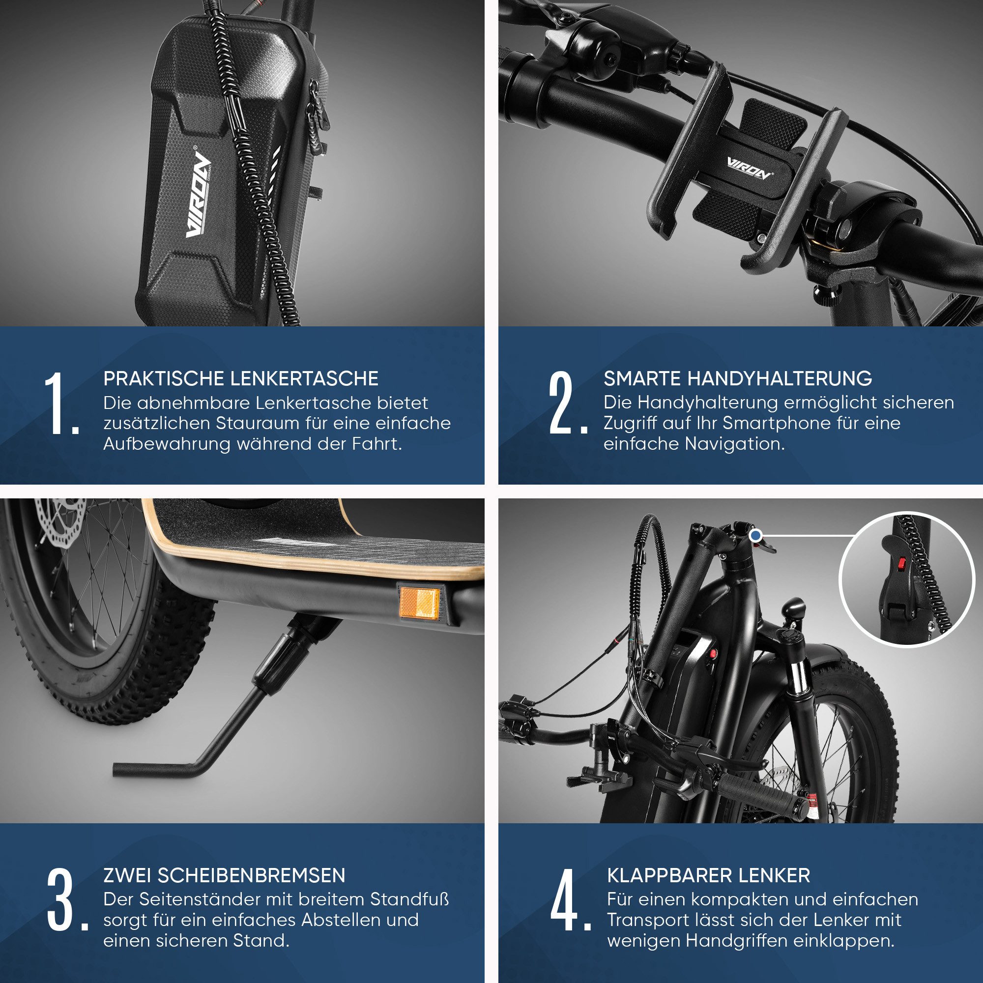 Viron E-Scooter mit Straßenzulassung ABE Elektro Scooter Elektroroller eKFV Zulassung, 20,00 km/h