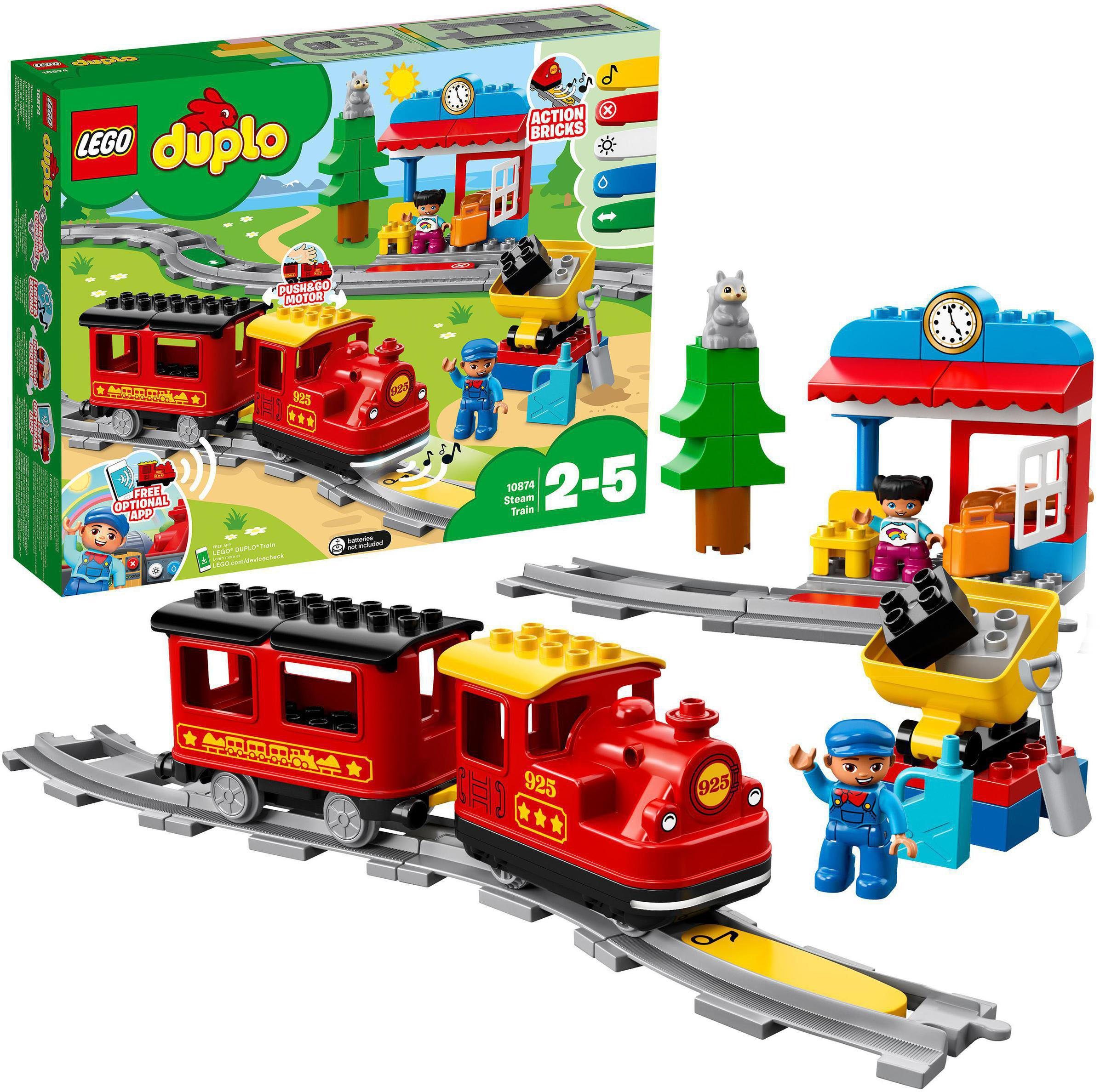 LEGO® Konstruktionsspielsteine Dampfeisenbahn (10874), LEGO® DUPLO® Town,  (59 St), Mit 59 Teilen