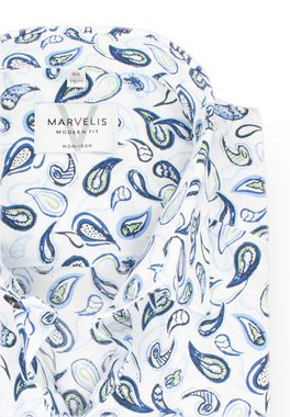 MARVELIS Kurzarmhemd Kurzarmhemd - Modern Fit - Muster - Bleu