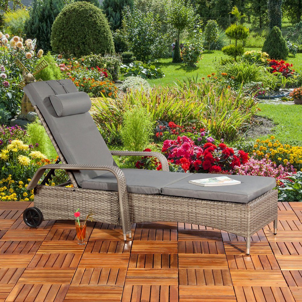 Sonnenliege Schaukelstuhl Gartenliege 2in1 Funktion Verstellbare Rückenlehne Alu
